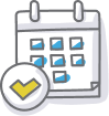 Image of a calendar with a check mark symbol